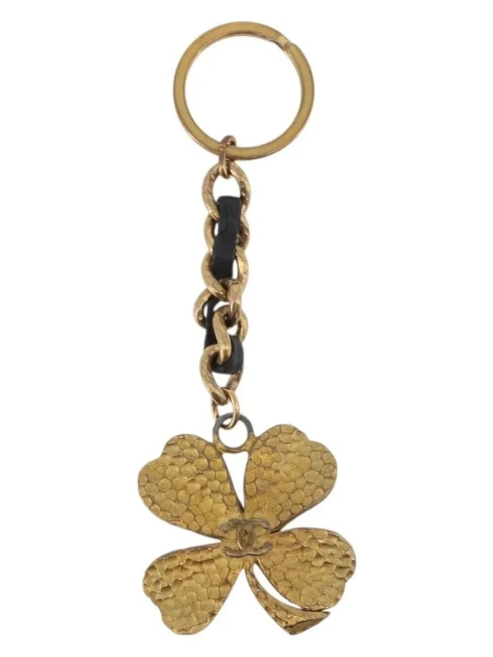 CHANEL COCO Mark Key Ring Charm metal Gold CC Auth bs34873